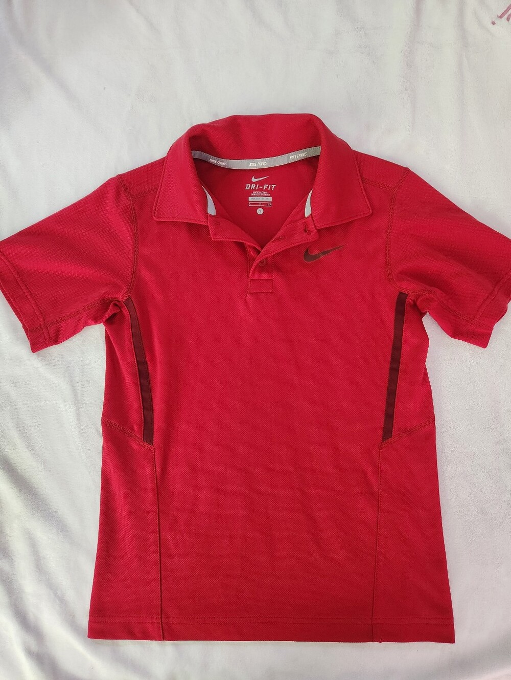 Nike Tennis Kids Red Dri-FIT Polo with Dark Accent